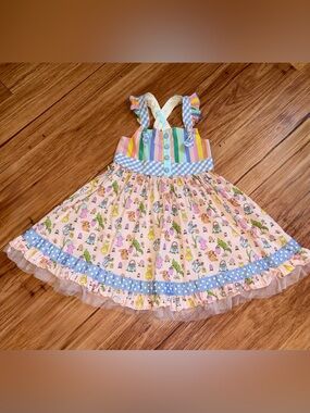 Matilda Jane Pastel Rainbow & Bunny Print Girl's Dress size 6